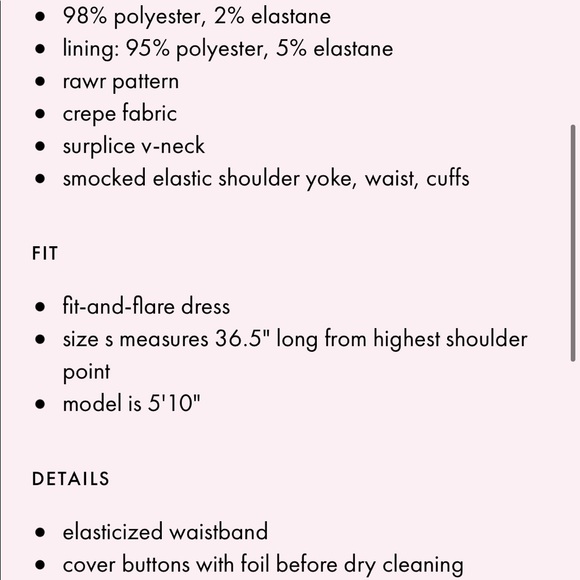 KATE SPADE Purple Rawr Long Sleeve Smocked Mini Dress XXS NEW - Picture 6 of 9